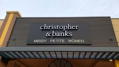 Close up of Christopher & Banks signage, representing the Christopher & Banks class action.