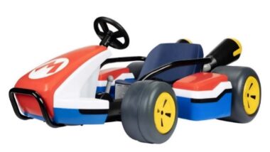 Product photo of recalled Mario Kart racer by JAKKS, representing the Mario Kart toys recall.