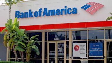 Exterior of a Bank of America location, representing Bank of America wire transfer fee class action lawsuit.