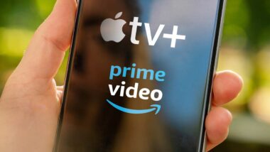 Close up of Apple TV and Prime Video logos displayed on a smartphone display, representing the Apple and Amazon class actions.