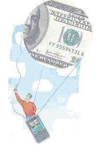 Money Balloon Tied to a mobile phone