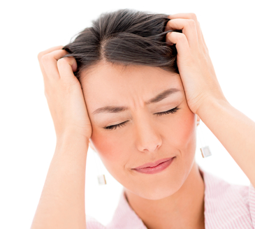 Frustrated woman with a headache