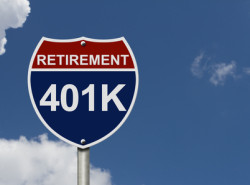 An American road interstate sign with words Retirement and 401k with sky, Your 40k1 Retirement Fund