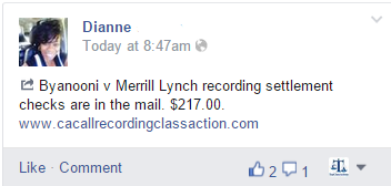 merrill lynch call recording lass action settlement check