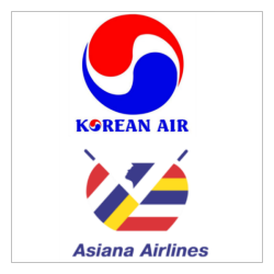 korean air and asiana airlines logos