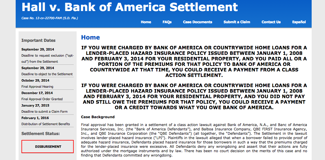 bank of america settlement