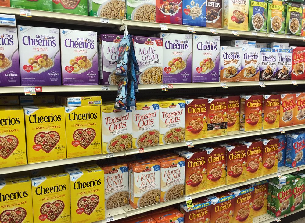 Cheerios cereal boxes
