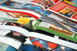 Stack of color magazines