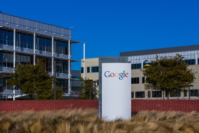 MOUNTAIN VIEW, CA/USA - FEBRUARY 1, 2014: Exterior view of a Google's Googleplex Corporate headquarters. Google is an American multinational corporation specializing in Internet-related services and products.