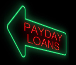 Illustration depicting a neon sign with a payday loans concept.
