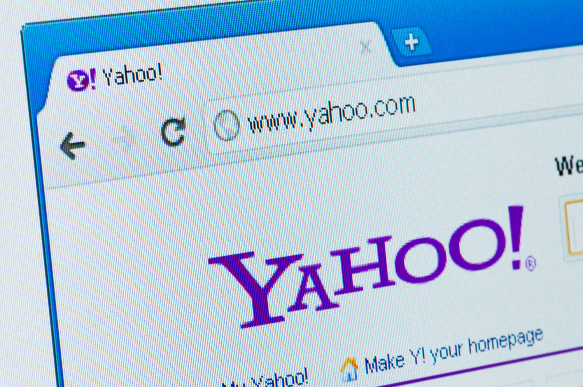Yahoo Internet portal and e-mail service start page October 20,