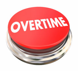 Overtime Extra Added Pay Red Button Light 3d Illustration