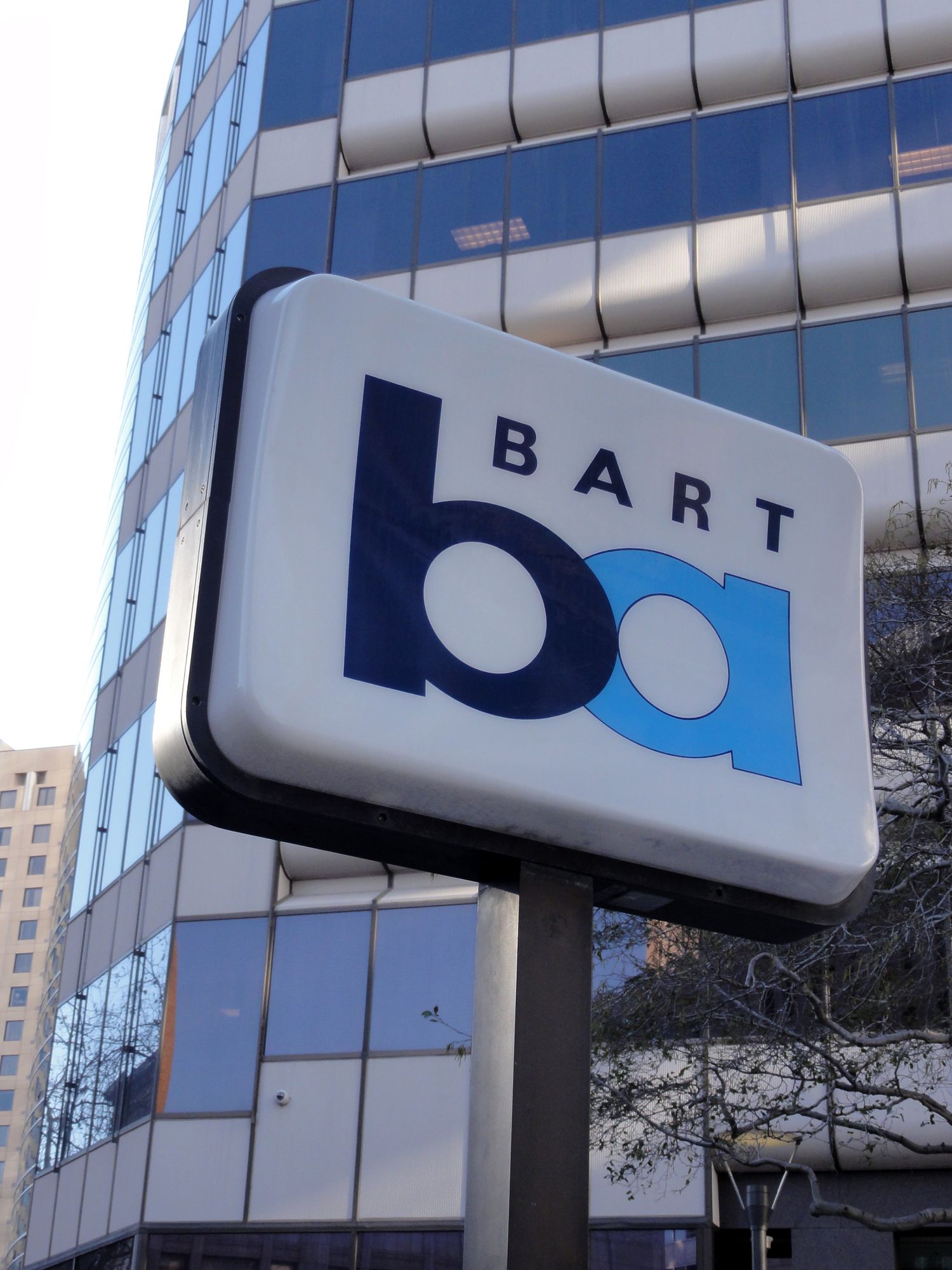 OAKLAND, CA - FEB 22 : BART sign marks station in Oakland, California on February 22, 2011. BART Provides regional rail service in the San Francisco Bay Area.