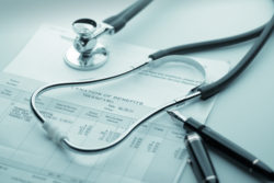 insurance benefits and stethoscope