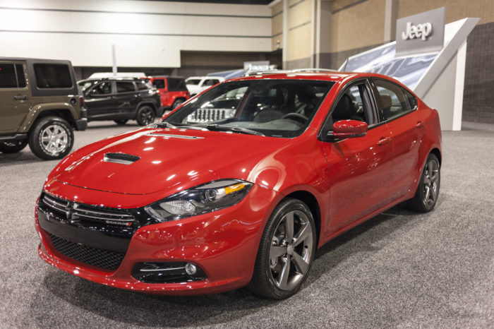 CHARLOTTE, NC, USA - November 11, 2015: Dodge Dart GT on display during the 2015 Charlotte International Auto Show at the Charlotte Convention Center in downtown Charlotte.