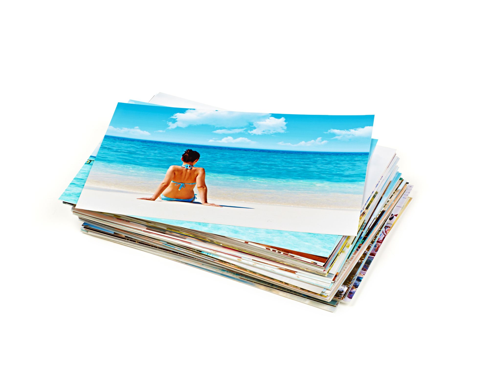 Stack of the photos, isolated on a white background