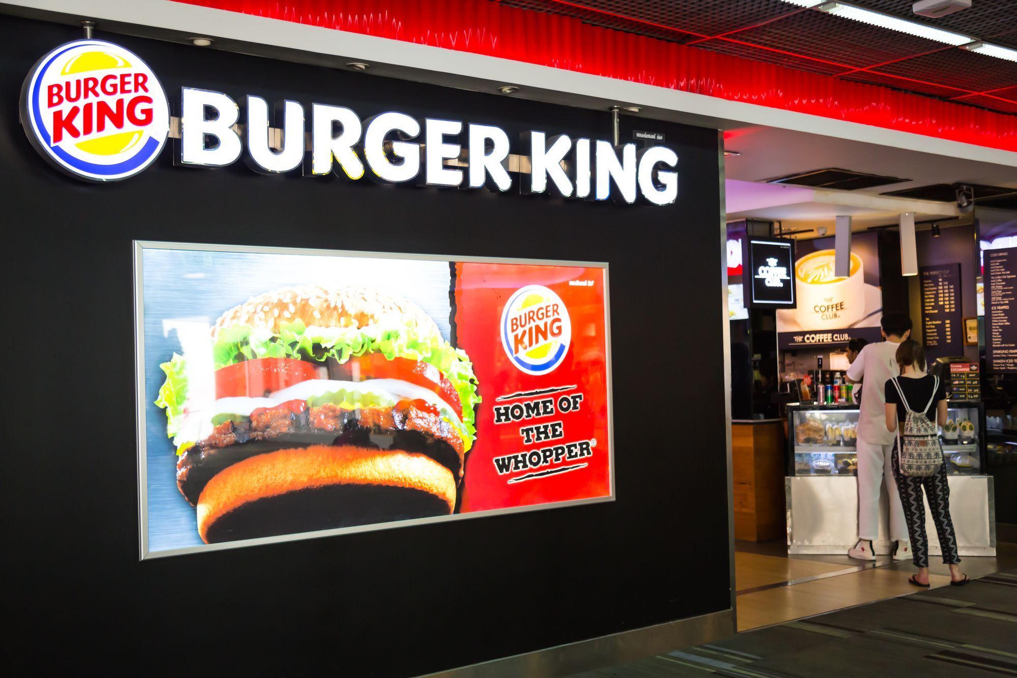 BANGKOK - July 19 2015: Burger King Restaurant in Don Mueang international airport. It is the second largest fast food hamburger chain in the world.