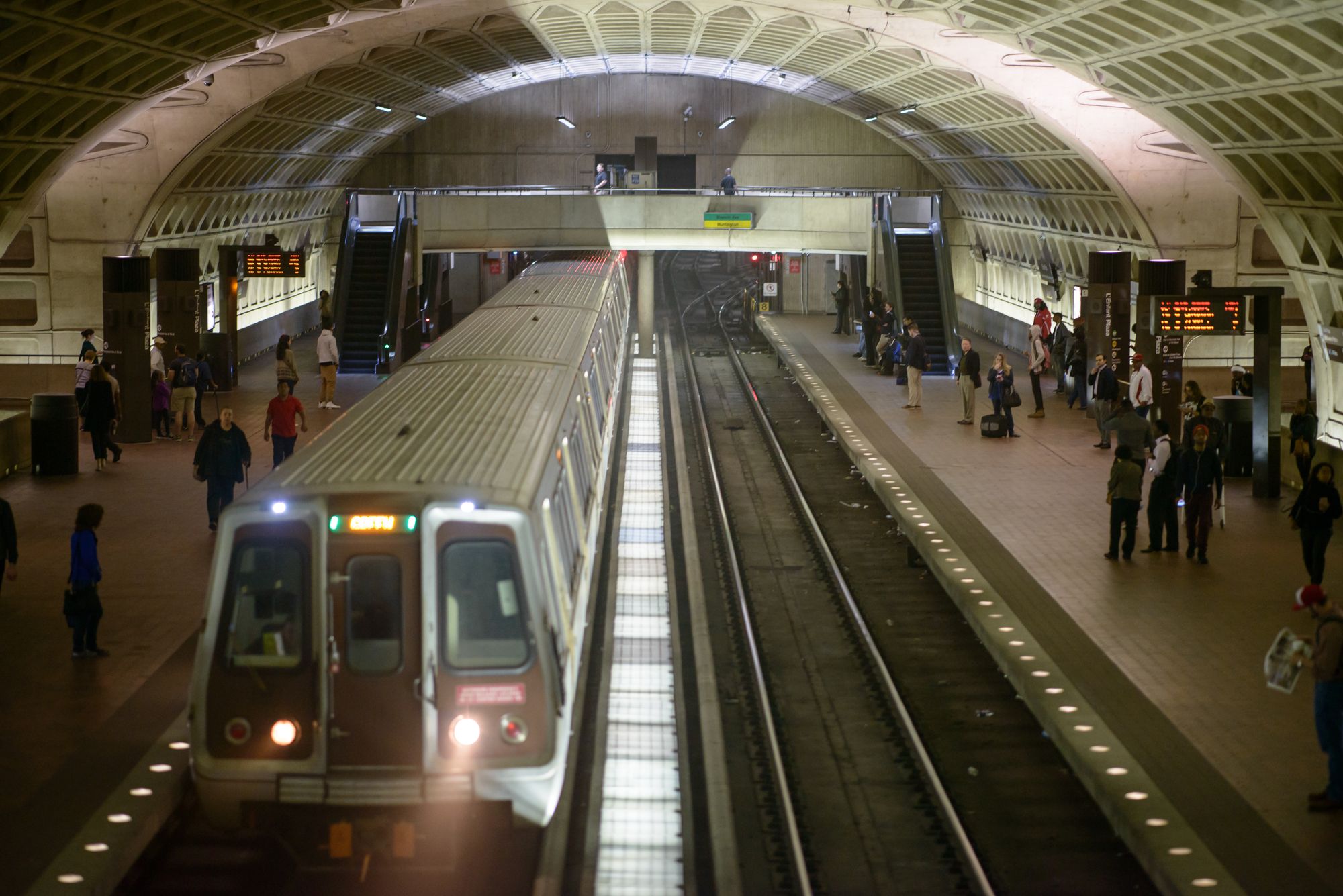 WASHINGTON, DISTRICT OF COLUMBIA - APRIL 14: View of Washington DC Metro Subway Train Station on April 14, 2017