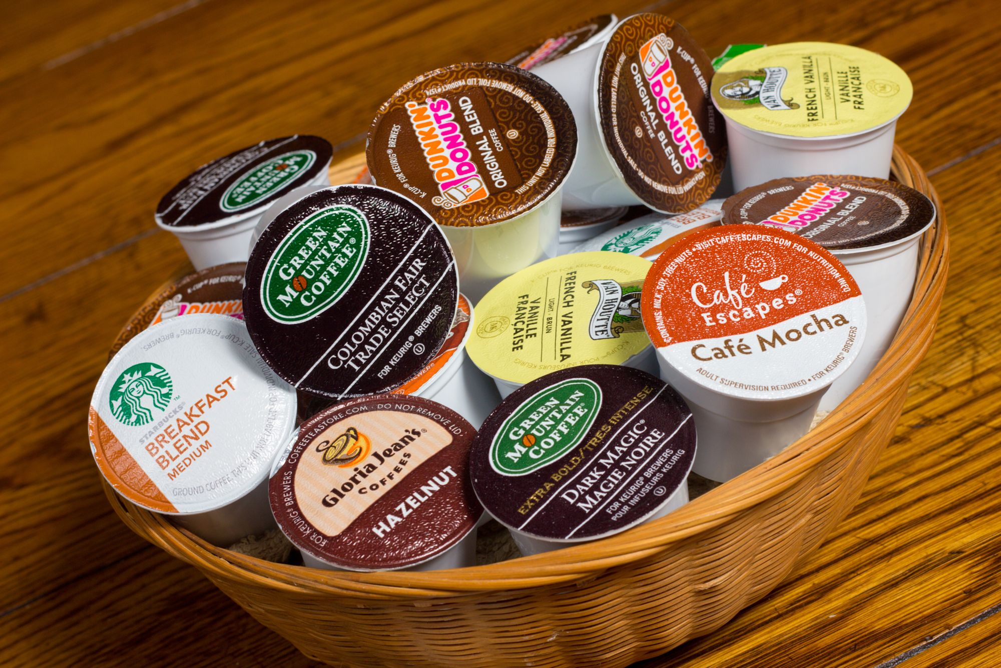 keurig single coffee pods in a bowl