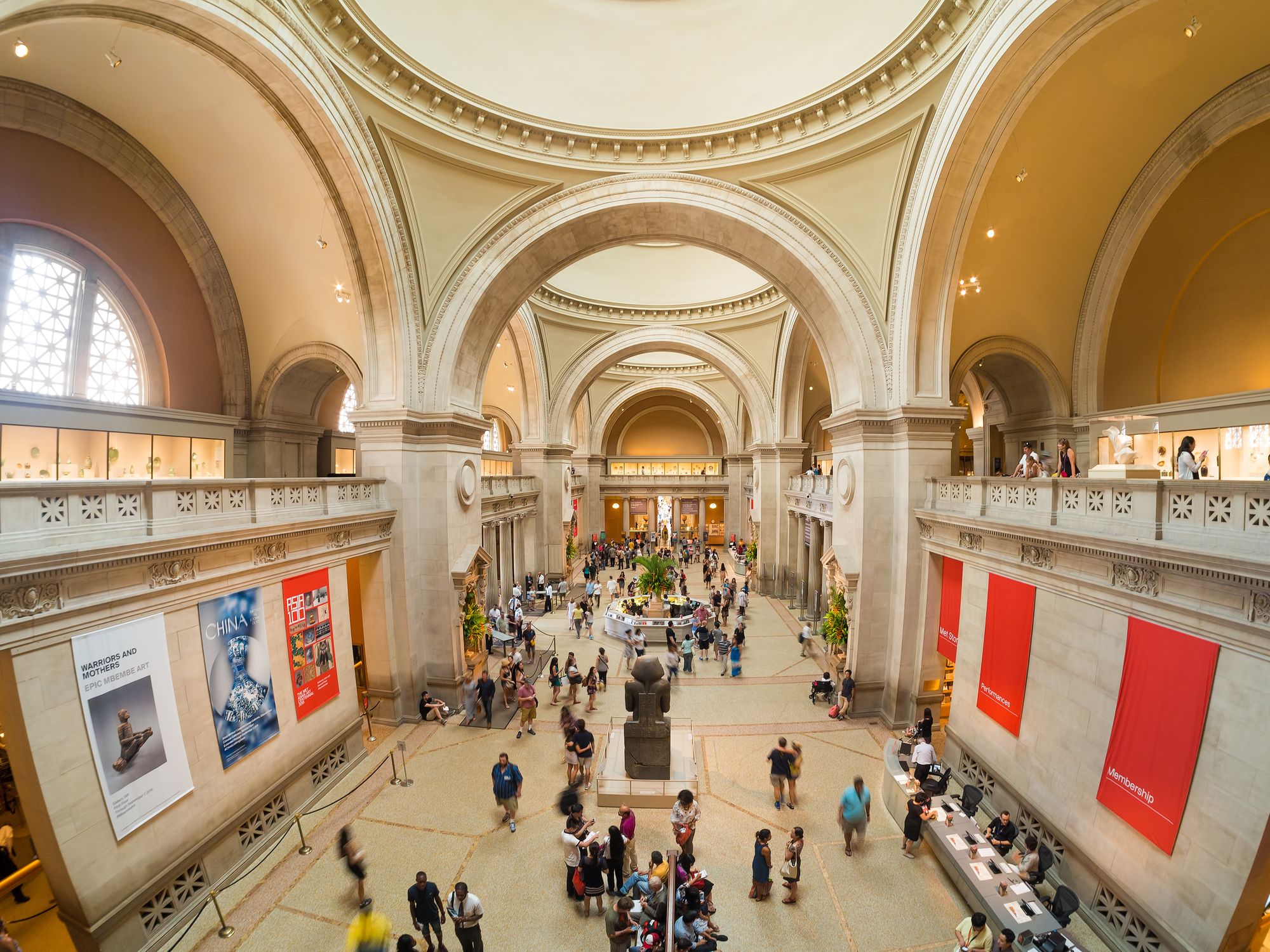 NEW YORK,USA - AUGUST 14,2015 : Visitors at the lobby of the Metropolitan Museum of Art in Manhattan