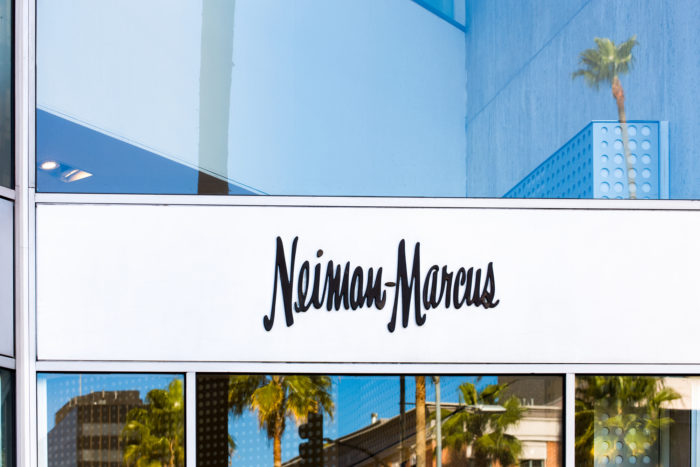 LOS ANGELES, CA/USA - NOVEMBER 11, 2015: Neiman Marcus store entrance and logo. Neiman-Marcus, is an American luxury specialty department store owned by the Neiman Marcus Group.