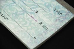 A close up of a check.