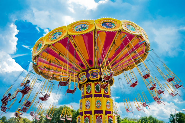 six flags amusement park's swing ride