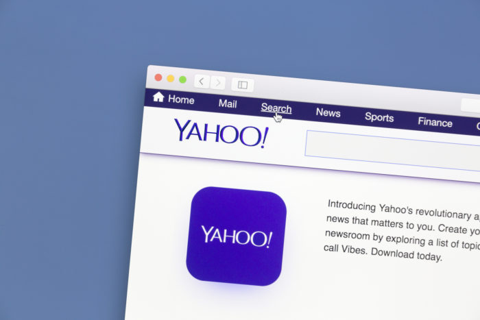 Yahoo website on a computer screen