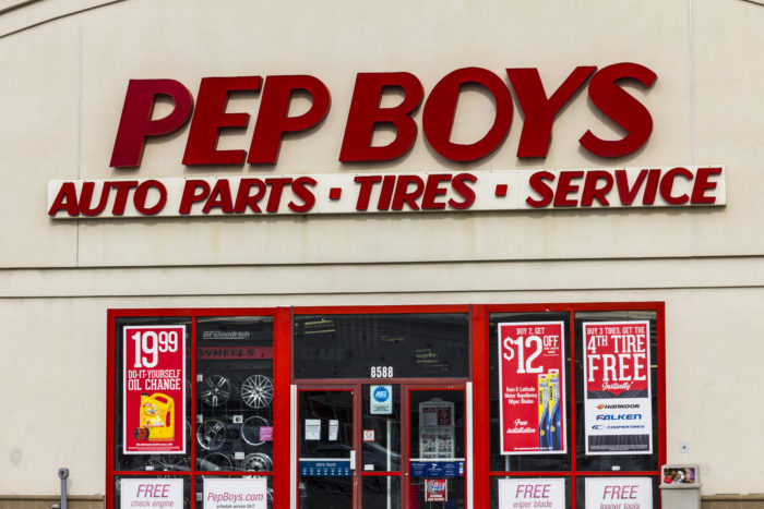 Pep Boys auto parts and tires store front