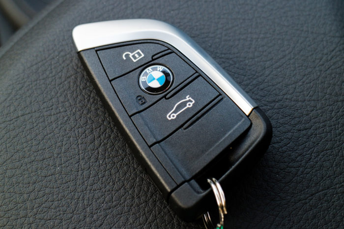 bmw key fob located inside the vehicle
