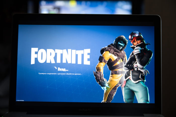 fortnite game on a laptop computer screen