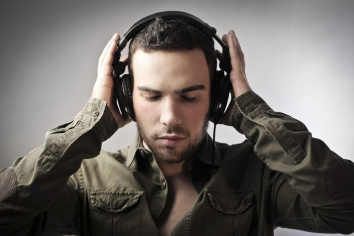 man listening to digital music