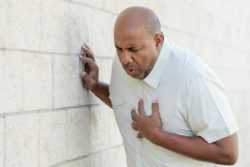 Man having chest pain.