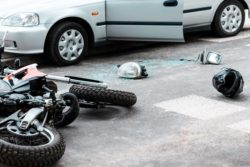 Motorcycle and automobile accident