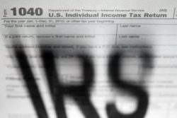 IRS shadowed on 1040 form