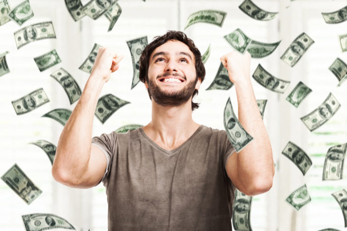 man excited about settlement money