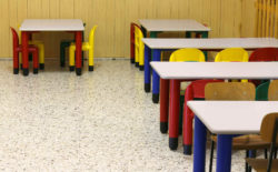 Tables and chairs at a daycare