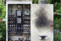 Char marks inside an electrical equipment box
