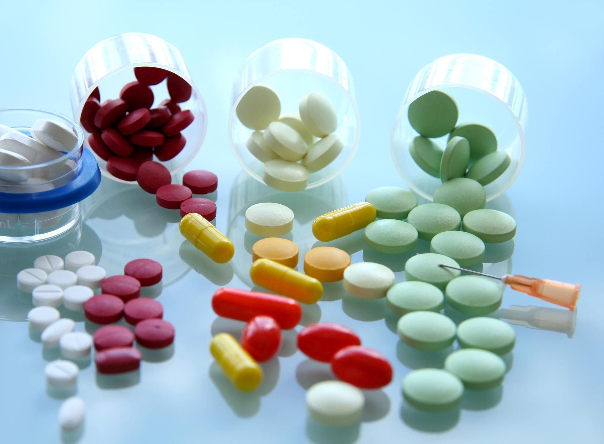 Closeup of multicolored pills