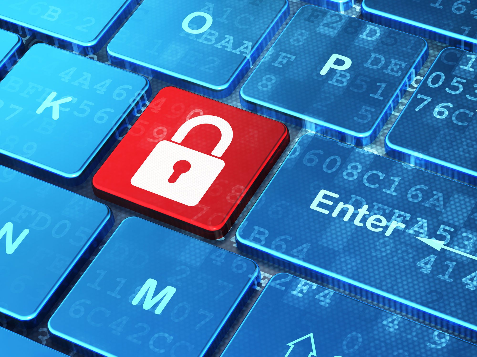 A keyboard with a red padlock key - wichita state university data breach