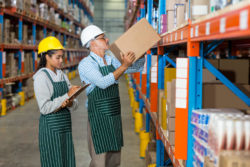 Employees working in shipping warehouse