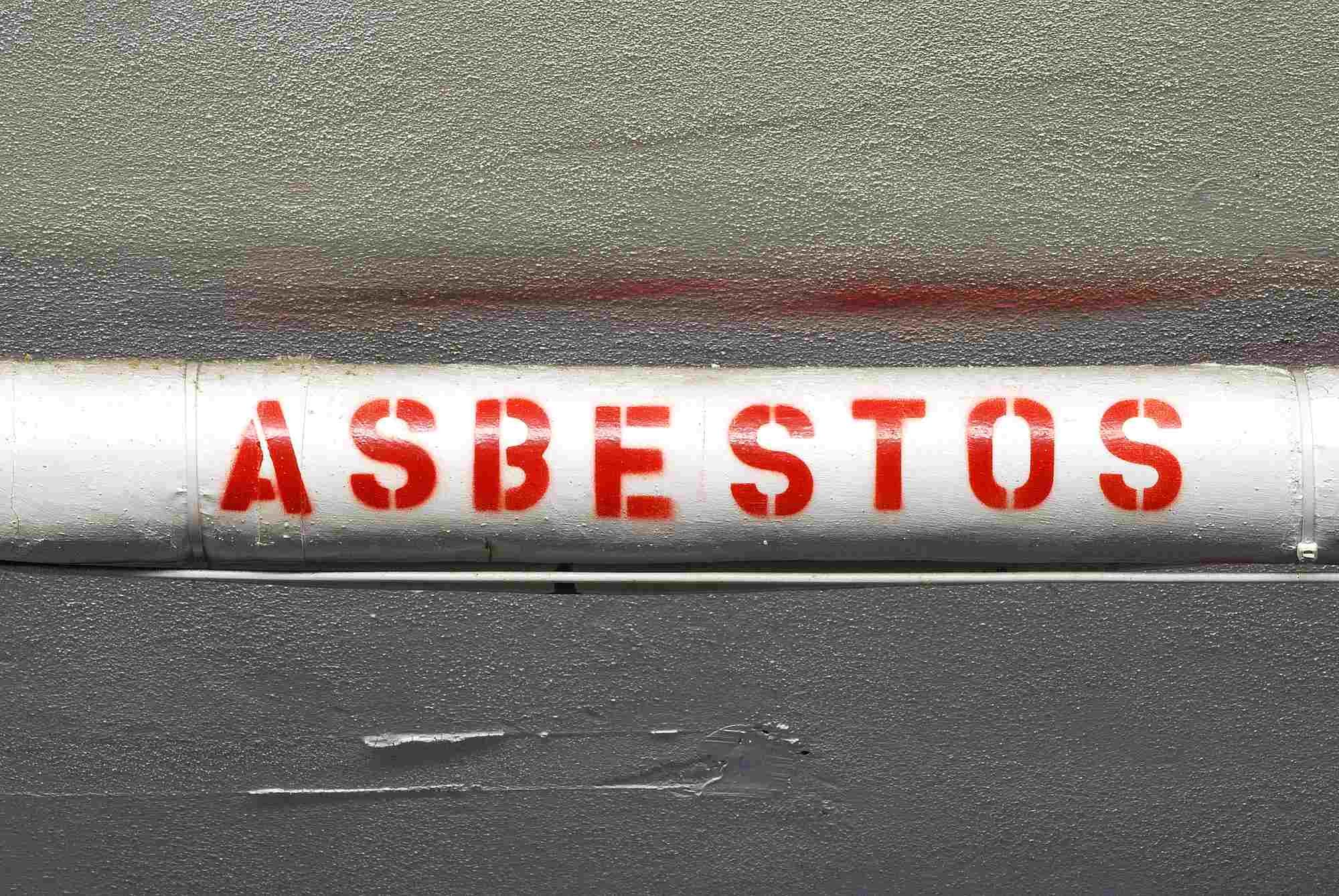 Asbestos sign on barrier