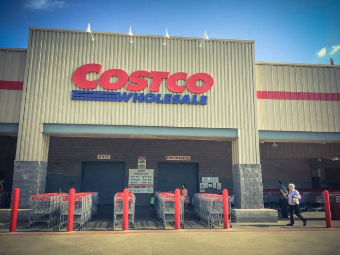 costco exterior with shopping carts