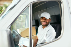 Delivery driver in a truck