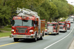 Fire trucks, first responders