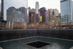 The reflecting pool at the Ground Zero memorial in New York