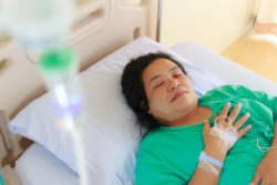 Woman recovering from surgery