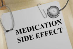 Medication side effects printed on folder