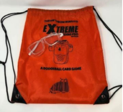 exploding kittens brand of throw throw burrito dodgeball card game with safety goggles