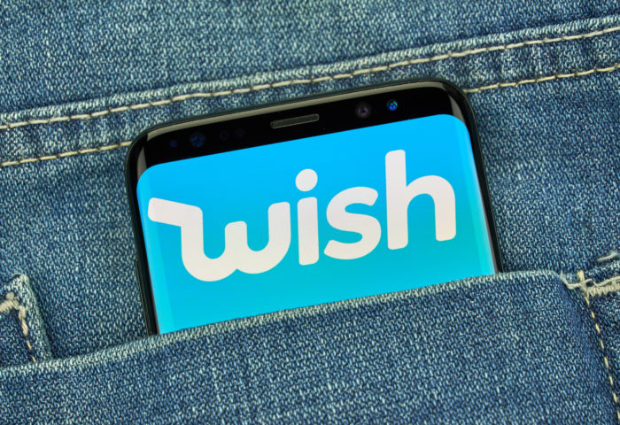 wish mobile app open on smartphone